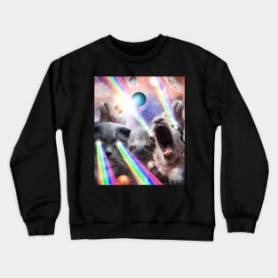 Rainbow Laser Cat Sloth Llama In Space Crewneck Sweatshirt